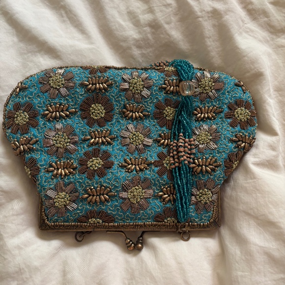 Beaded Brown and Turquoise Purse - Picture 6 of 8